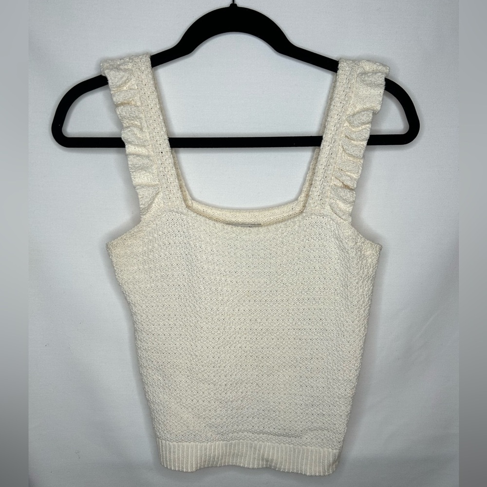 Madewell Womens Crocheted Ruffle-Strap Sweater Tank